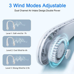 Bladeless Neck Fan with Rechargeable Battery and Adjustable Speed Settings