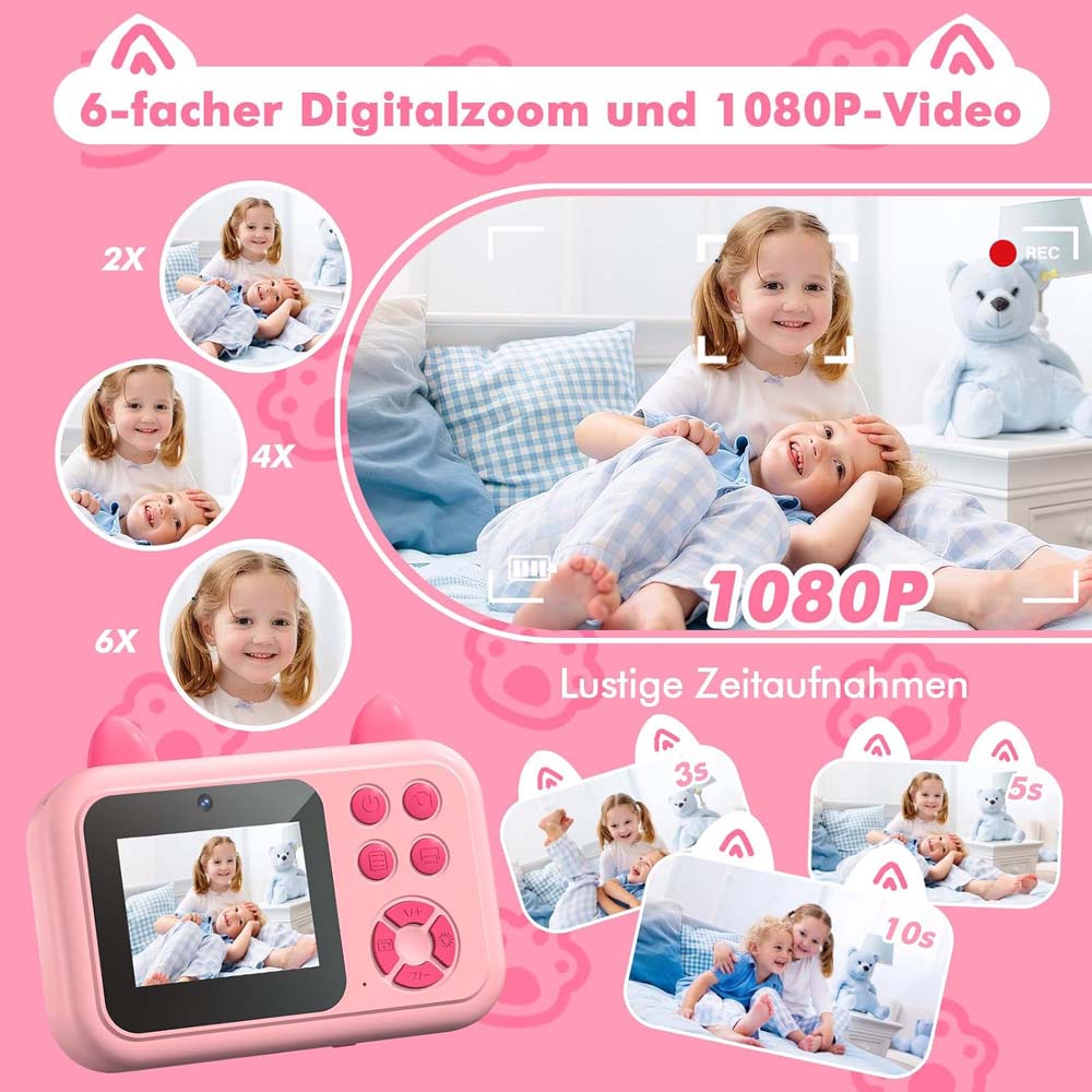 Buy 1080P Kids Digital Camera with Instant Print in UAE