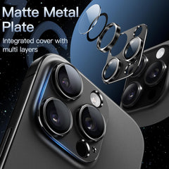 Camera Lens Protector for iPhone 16 Pro/Pro Max | 9H Tempered Glass with Matte Metal Plate