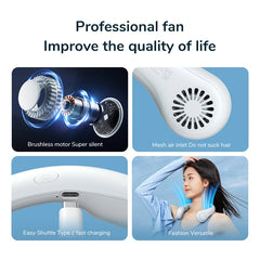 Compact Hands-Free Neck Fan with Rechargeable Battery and Bladeless Design