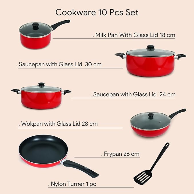 Cookware 10 Pcs Set Kitchen Item