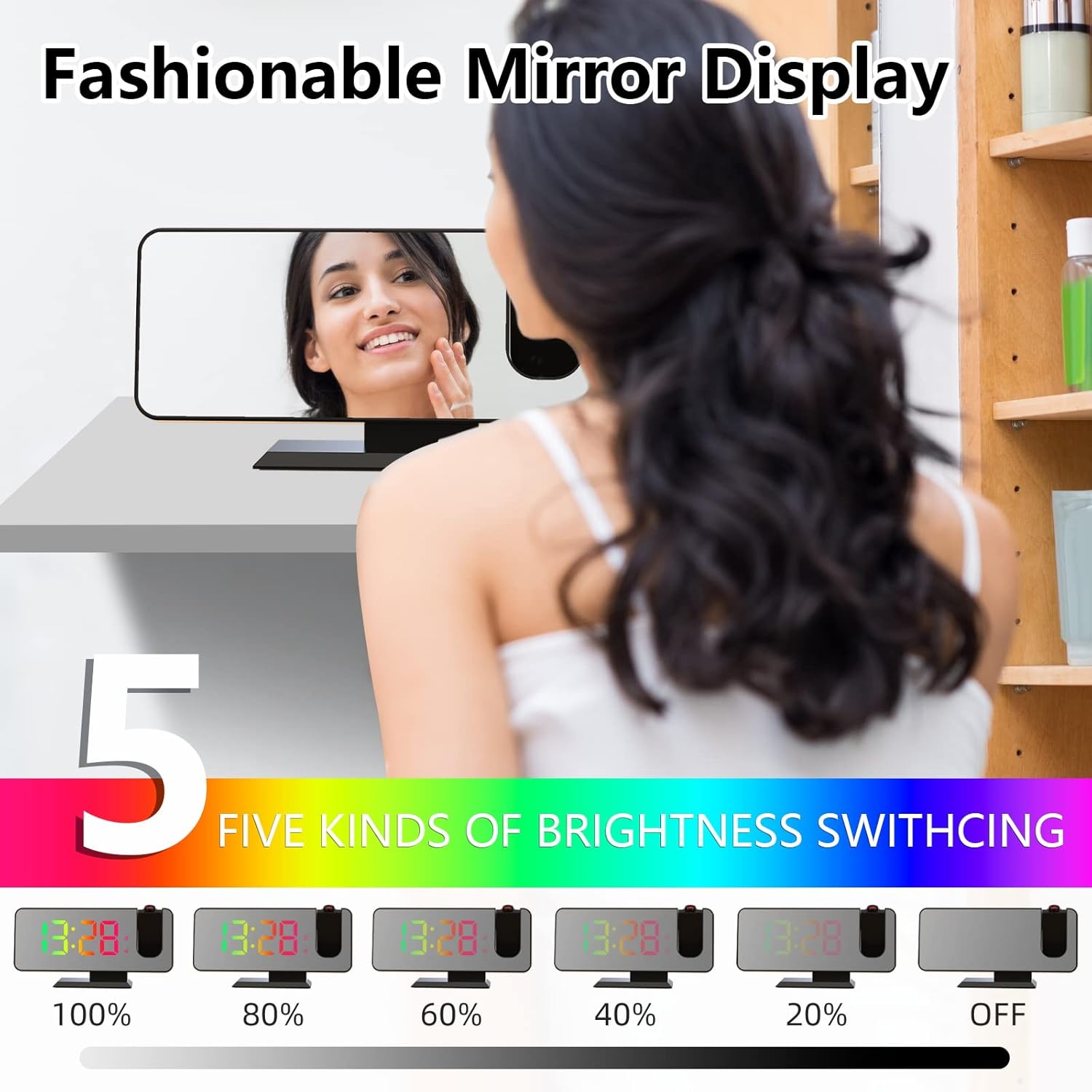 Dual Alarm Projection Clock with LED Display – UAE Bedroom Decor