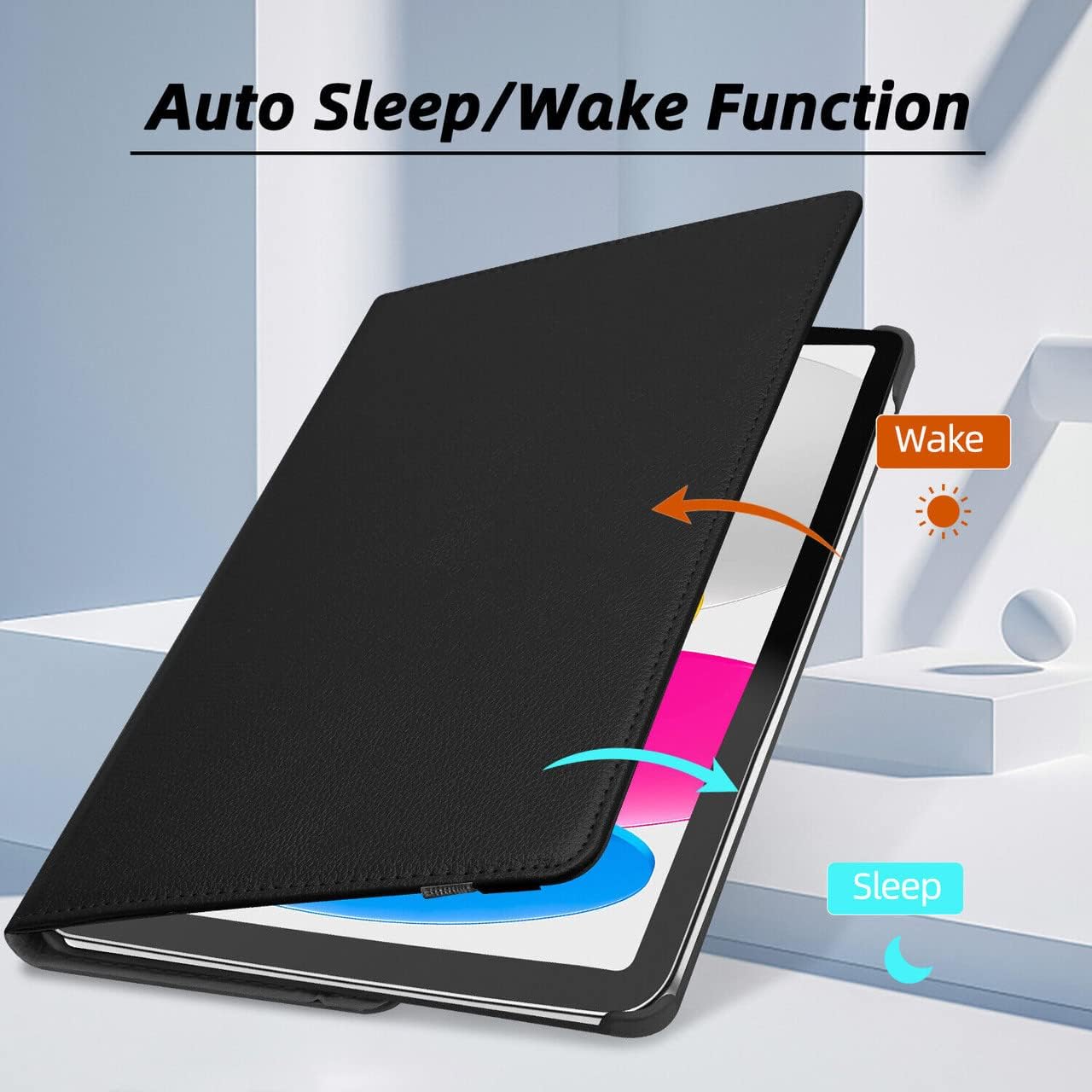 Durable iPad 10.9" 10th Gen Leather Case with Auto Sleep/Wake and Multi-Angle Stand