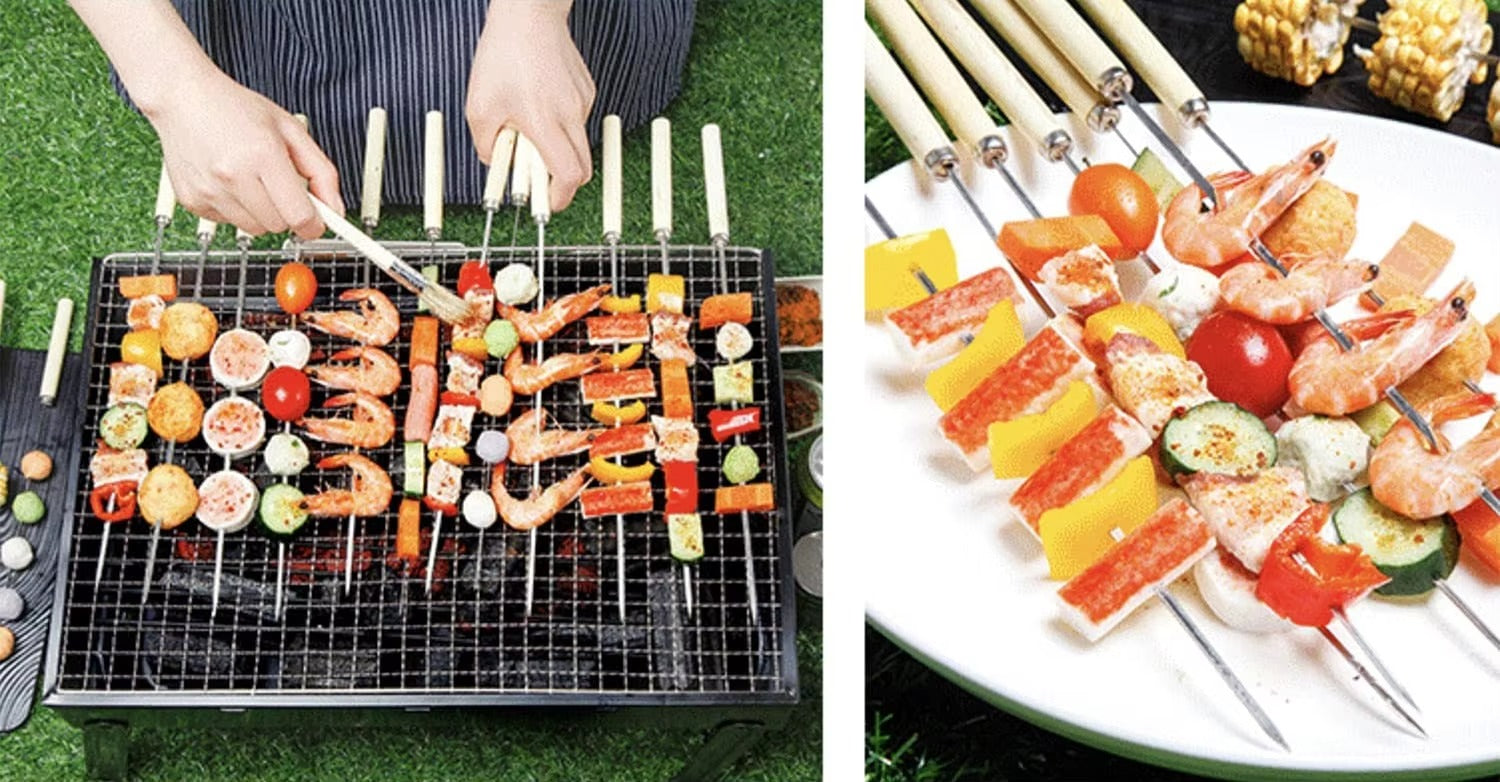 Stainless Steel Kebab Skewers outside