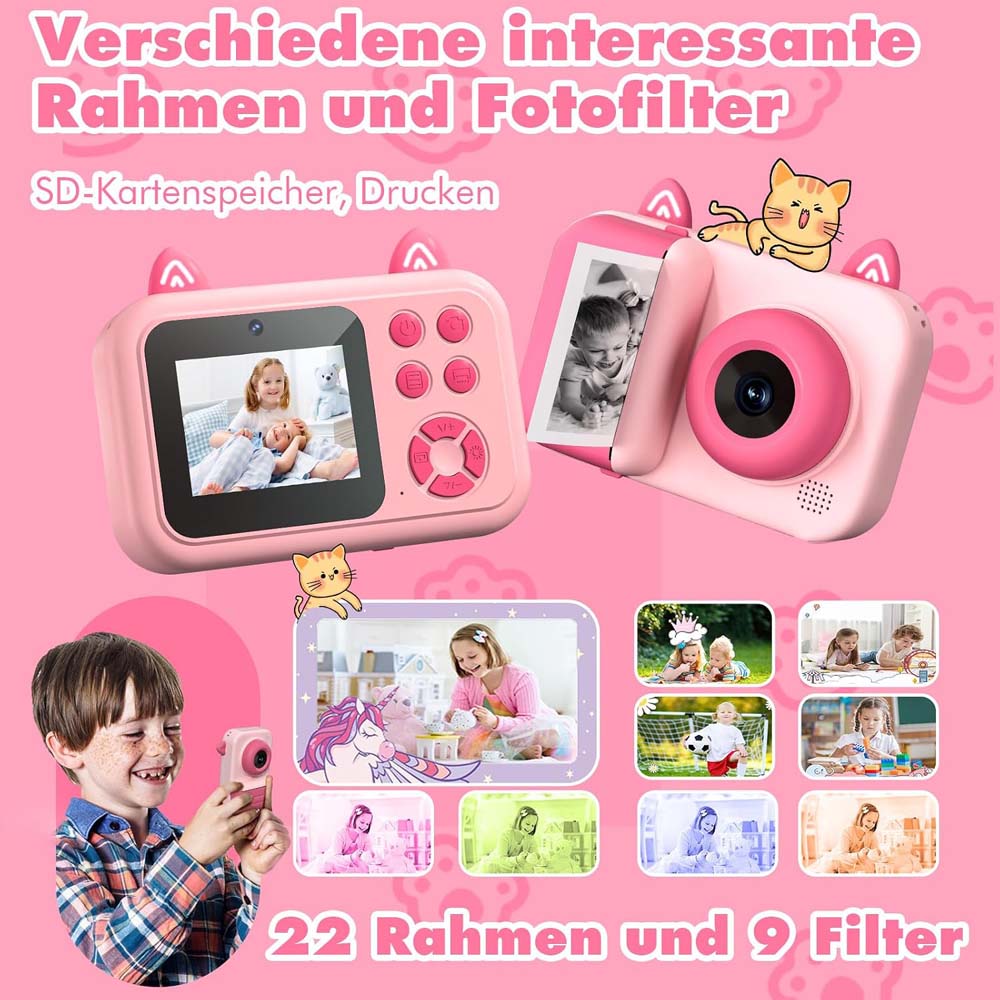 Pink Kids Digital Camera with Printing Paper – UAE Photography Gift