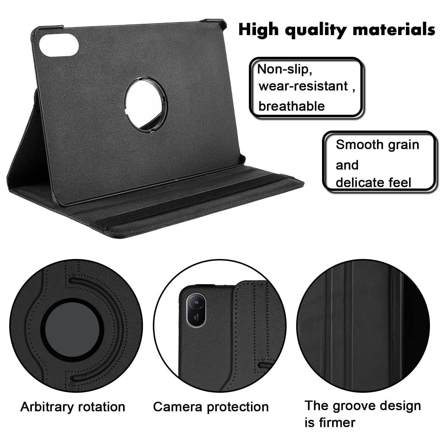 Protective Leather Cover for Huawei MatePad 11 (2024) with Auto Sleep and Rotating Stand