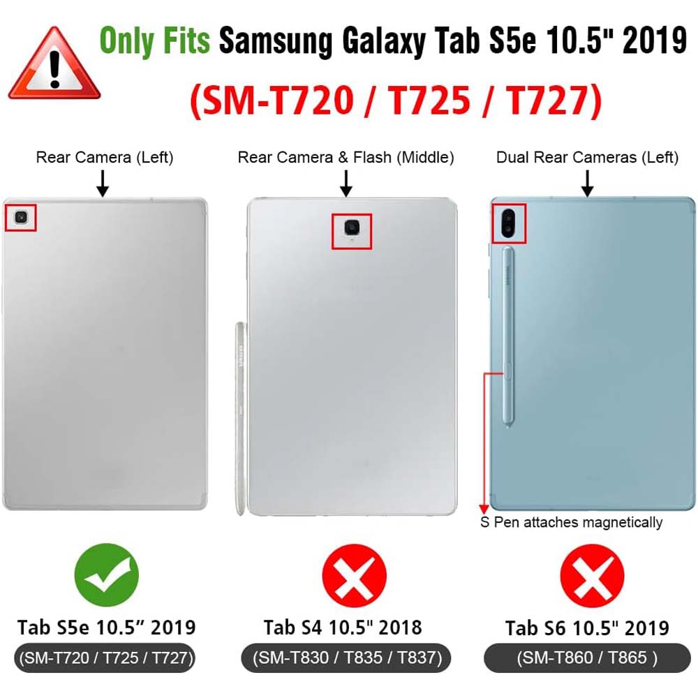 Samsung Galaxy Tab S5e 10.5" PU Leather Case with 360° Swivel and Multi-Angle Viewing