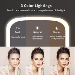 USB Rechargeable 2400mAh Battery, Portable Travel Mirror - Pink