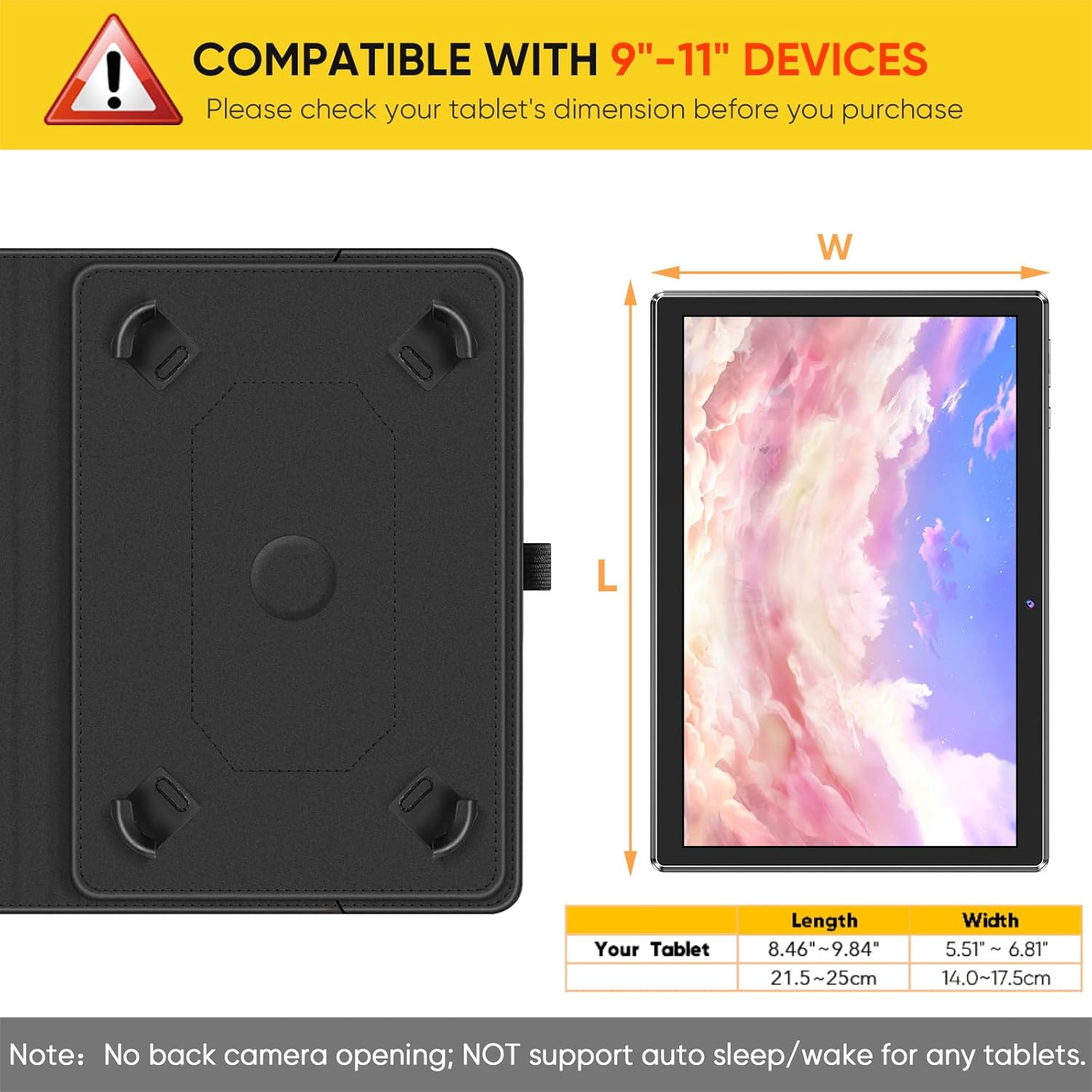 Universal 10/11-Inch Tablet Case with Premium Leather, Auto Sleep, and Rotating Stand