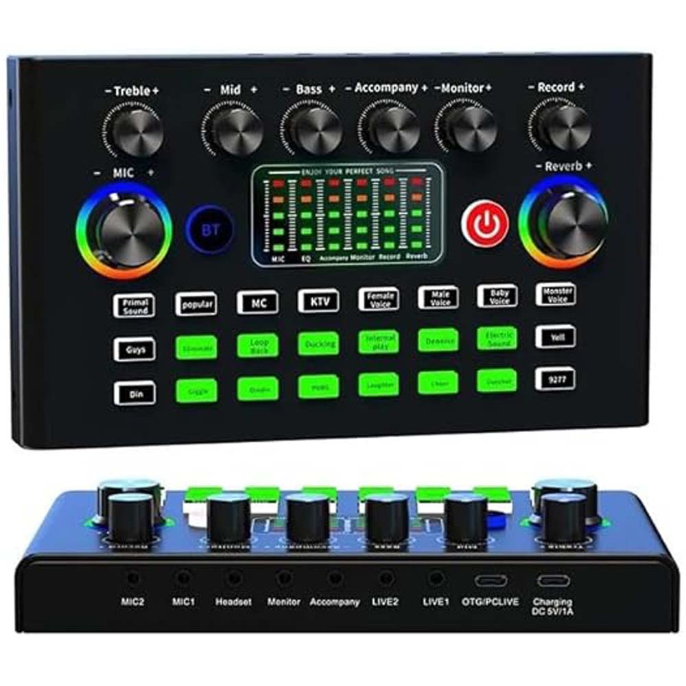 F009 Live Sound Card – Bluetooth Audio Mixer for Broadcasting, Recording, and Live Streaming Nawazia