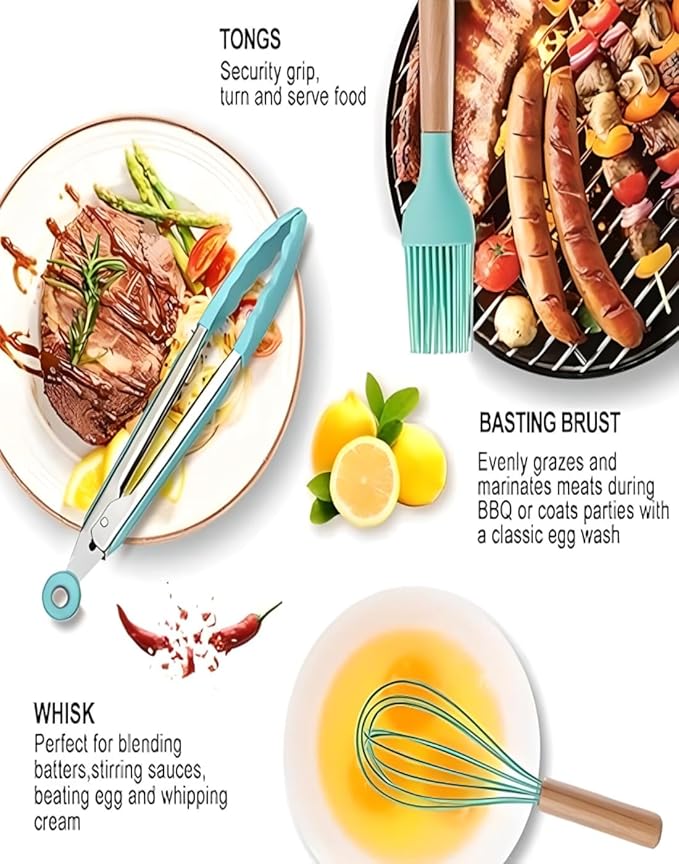 Utensils, Knives, Scissors & Cutting Board with Block