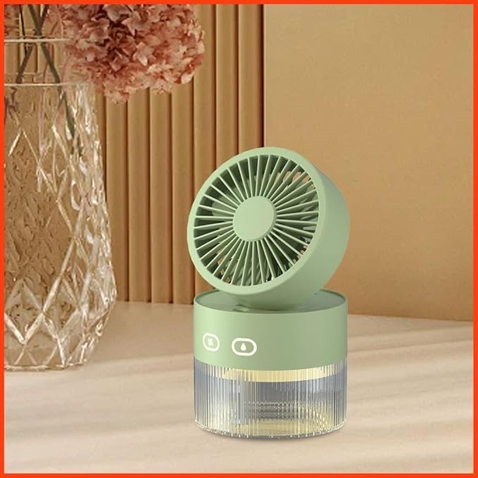 Two-in-One Desktop Spray Humidification Fan – USB Rechargeable Mini Mute Electric Fan with Adjustable Speeds, Humidifier, and Night Light (Multi) Nawazia