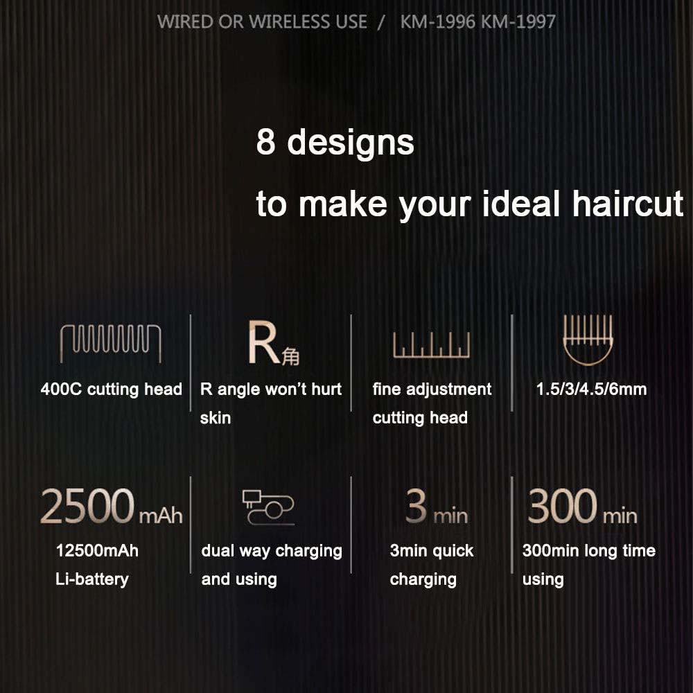 Professional Hair Clipper for Men - Cordless Rechargeable Grooming Kit with T Blade Trimmer, 6 Guide Combs, Beard Trimmer, Barber Haircut Tool Nawazia