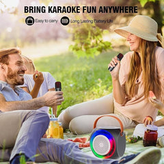 All-In-One Karaoke Machine | Bluetooth Speaker with UHF Wireless Microphones & LED Disco Ball Lights Nawazia