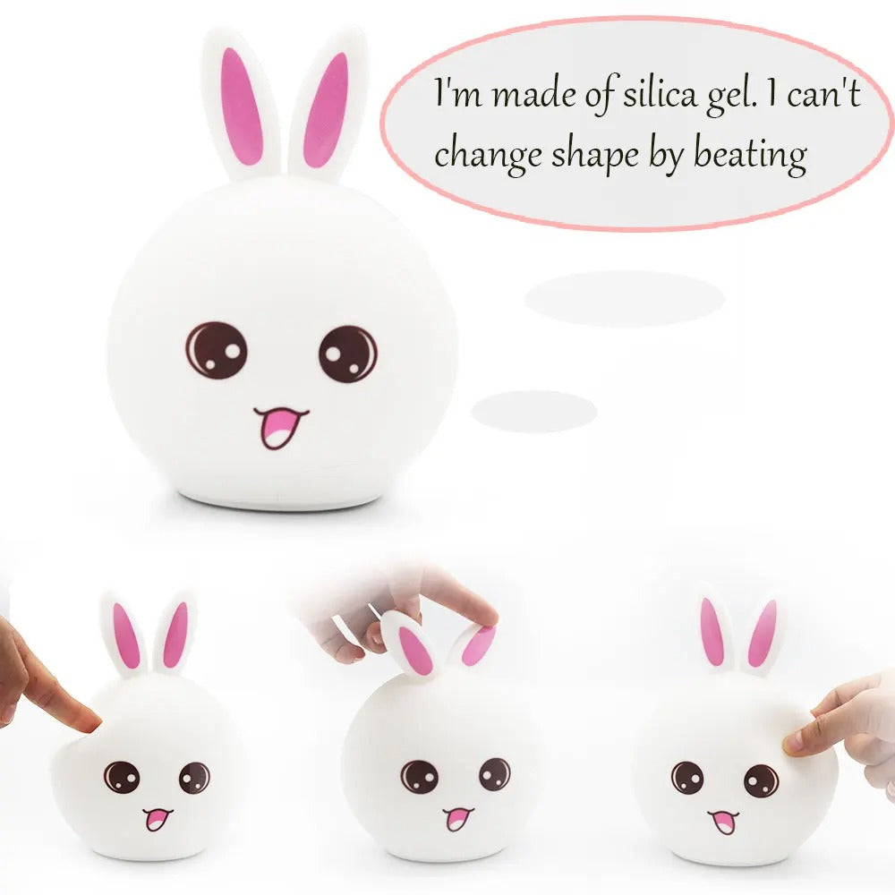 Rabbit Silicone Touch Sensor Night Light | Color-Changing LED Lamp | Soft Breathing Glow for Kids & Adults | USB Rechargeable | Portable & Safe Nawazia