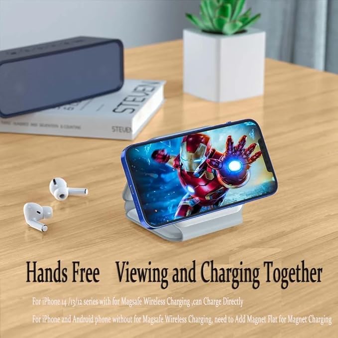 Foldable Magnetic Wireless Charger | 3-in-1 Charging Stand for iPhone, Android, Watches, and AirPods Nawazia