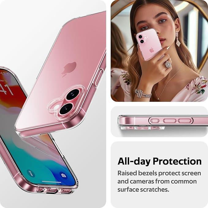 Ultra Slim Flexible TPU Phone Case – Scratch-Resistant Silicone Cover for iPhone 16 Series (16, 16 Plus, 16 Pro, 16 Pro Max) with Free Screen Protector Nawazia
