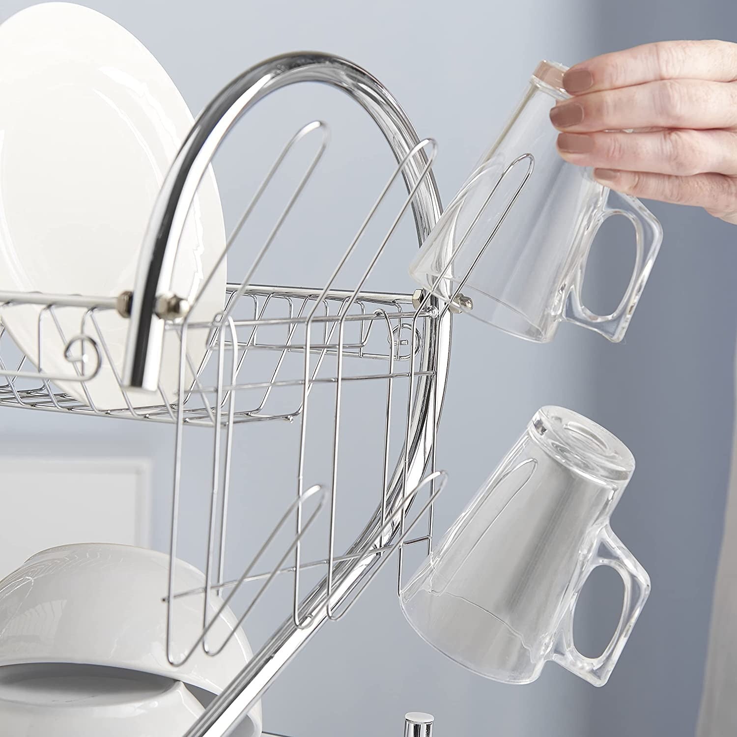 New Arrival 2-Layer Kitchen Dish Rack | Stainless Steel Dish Drainer & Plate Holder with Utensil Organizer Nawazia