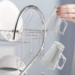 New Arrival 2-Layer Kitchen Dish Rack | Stainless Steel Dish Drainer & Plate Holder with Utensil Organizer Nawazia