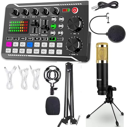 Ultimate Podcasting Ensemble – V9 Mixer, BM800 Mic & Sound Card for Pro-Quality Audio Nawazia