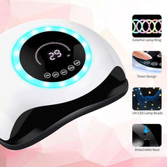 UV LED 168W Nail Lamp | Professional Nail Dryer with 42 LEDs for Gel Polish | Fast Curing Nail Light with 4 Timer Settings | Salon-Quality Manicure at Home Nawazia