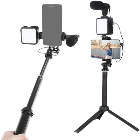 Live Set Fill Light Selfie Stick Tripod – Foldable, with Microphone & Adjustable Lighting Nawazia