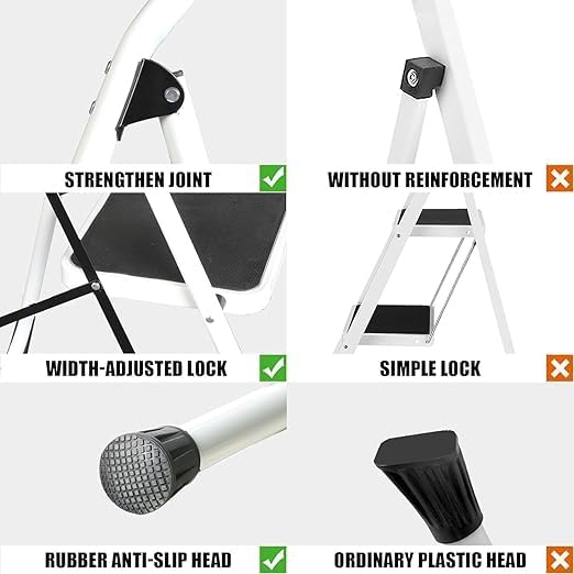 Lightweight Foldable Ladder – Anti-Slip Multi-Position Ladder, Heavy Duty & Sturdy, Compact Design for Home, Kitchen, Pantry, and Office Use, High Capacity Nawazia