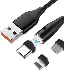 3-in-1 Magnetic Charging Cable | 3A Fast Charge | Micro USB, Type C & iProduct Compatible Nawazia