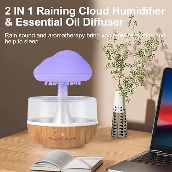 Rain Cloud Humidifier | 450ml Mini Cool Mist Humidifier with 7 LED Lights | USB Personal Desktop Humidifier Nawazia