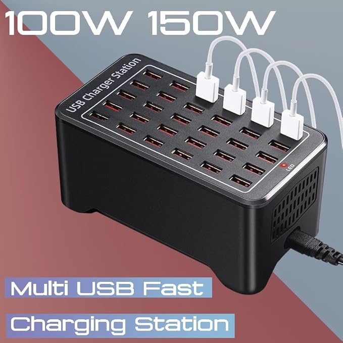 30-Port USB Charging Hub – 150W High-Speed Multi-Device Charger for Smartphones, Tablets, and More Nawazia