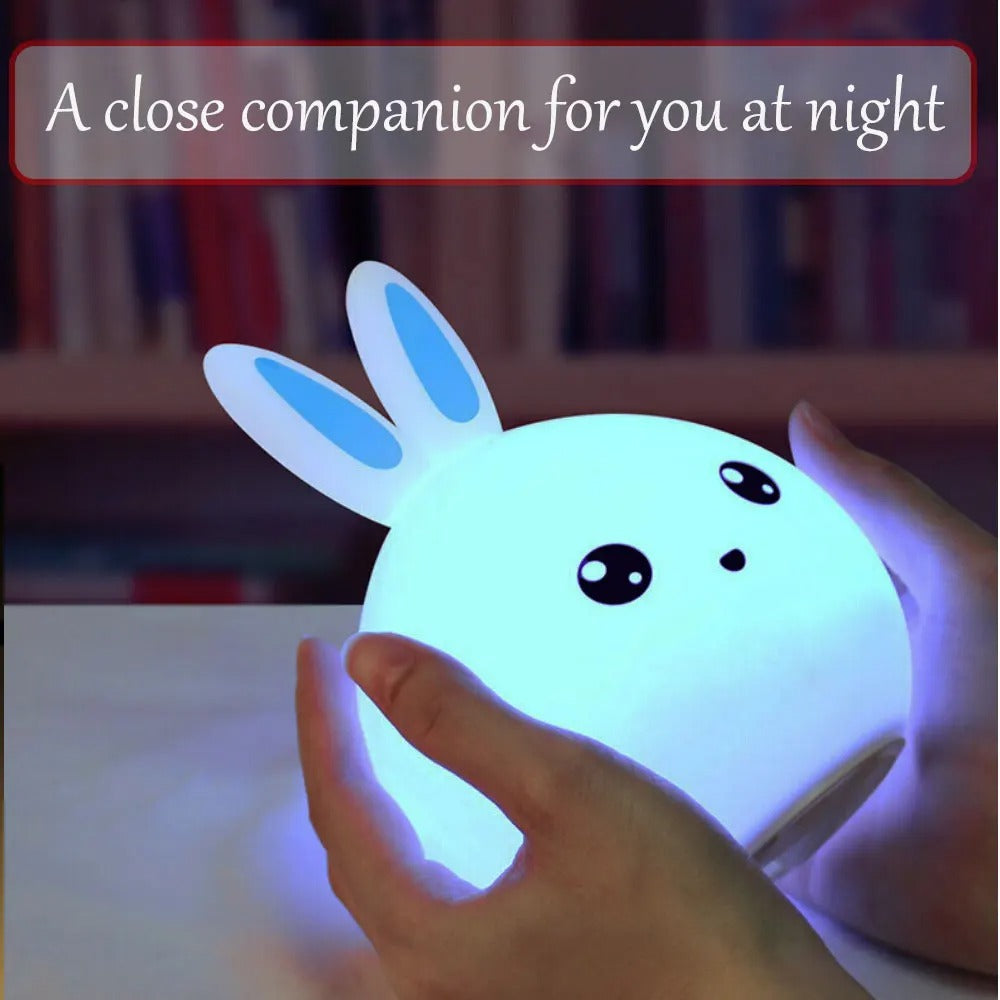 Rabbit Silicone Touch Sensor Night Light | Color-Changing LED Lamp | Soft Breathing Glow for Kids & Adults | USB Rechargeable | Portable & Safe Nawazia