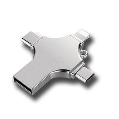 128GB 4-in-1 USB 3.0 Flash Drive | Fast USB A, USB C, Micro USB & iPhone Connector | Compatible with iPhone, Android, iPad, Mac, PC, Galaxy S, Windows Nawazia