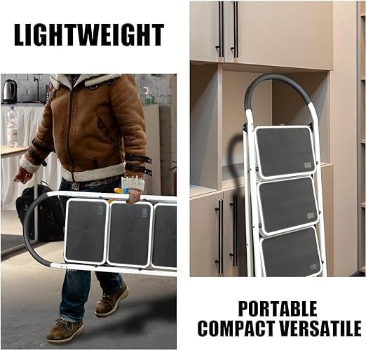 Lightweight Foldable Ladder – Anti-Slip Multi-Position Ladder, Heavy Duty & Sturdy, Compact Design for Home, Kitchen, Pantry, and Office Use, High Capacity Nawazia