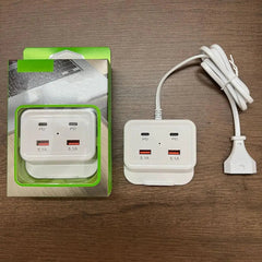 Intelligent USB Power Strip Plug with Dual PD & USB Ports | 5.1A Multi-Port Fast Charging Power Supply | US/EU Plug, 4 USB Output Ports for Safe Charging Nawazia