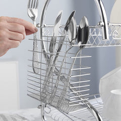 New Arrival 2-Layer Kitchen Dish Rack | Stainless Steel Dish Drainer & Plate Holder with Utensil Organizer Nawazia