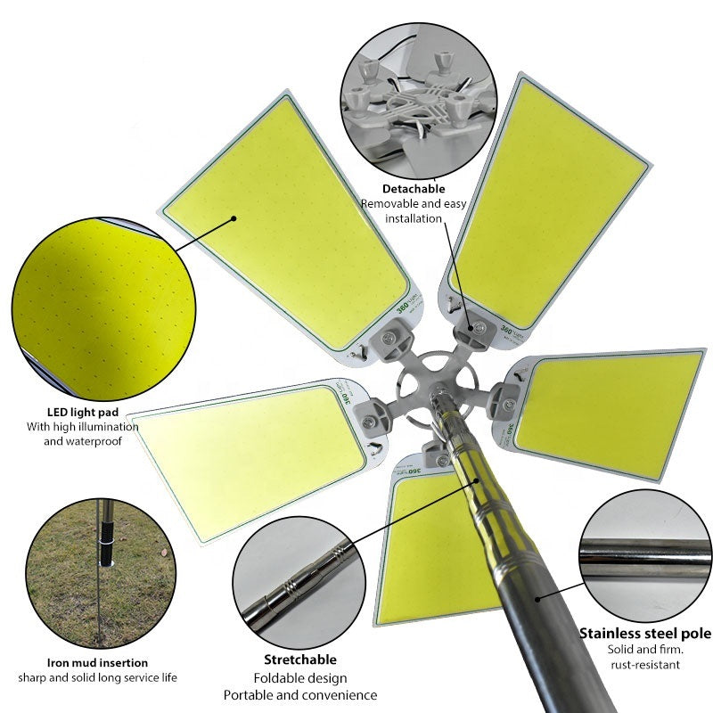 360° LED Camping Light | Adjustable RF-Controlled Fishing Rod Lamp | 12V Multifunction Outdoor Light Nawazia