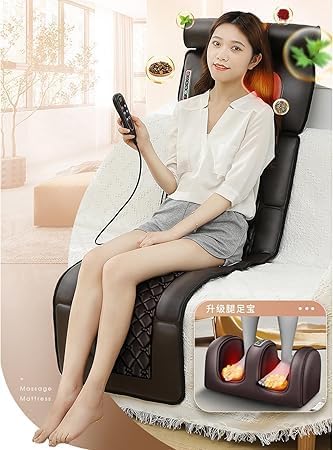 Full Body Massage Mat with Heat – 10 Vibrating Motors for Neck, Back, Waist, and Spine Relief | Vibration, Kneading, and Heat Therapy Nawazia