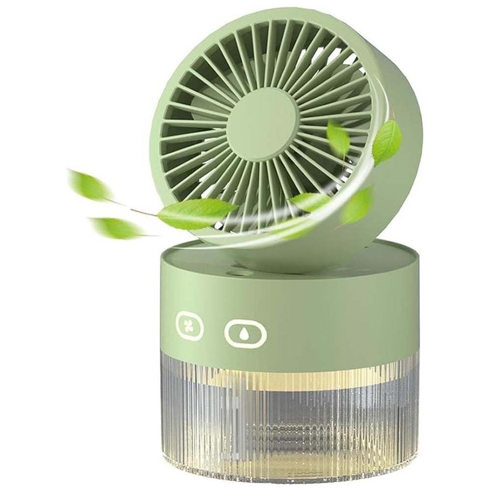Two-in-One Desktop Spray Humidification Fan – USB Rechargeable Mini Mute Electric Fan with Adjustable Speeds, Humidifier, and Night Light (Multi) Nawazia