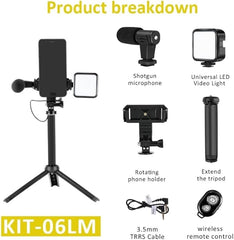 Live Set Fill Light Selfie Stick Tripod – Foldable, with Microphone & Adjustable Lighting Nawazia