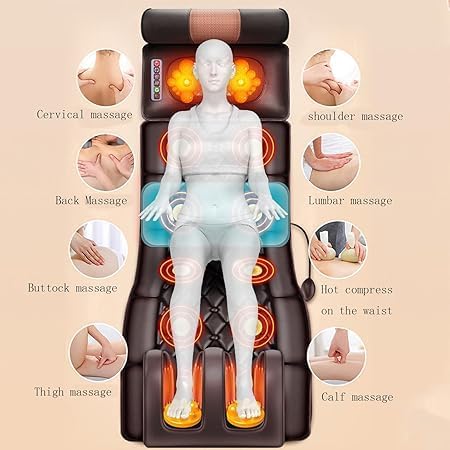 Full Body Massage Mat with Heat – 10 Vibrating Motors for Neck, Back, Waist, and Spine Relief | Vibration, Kneading, and Heat Therapy Nawazia