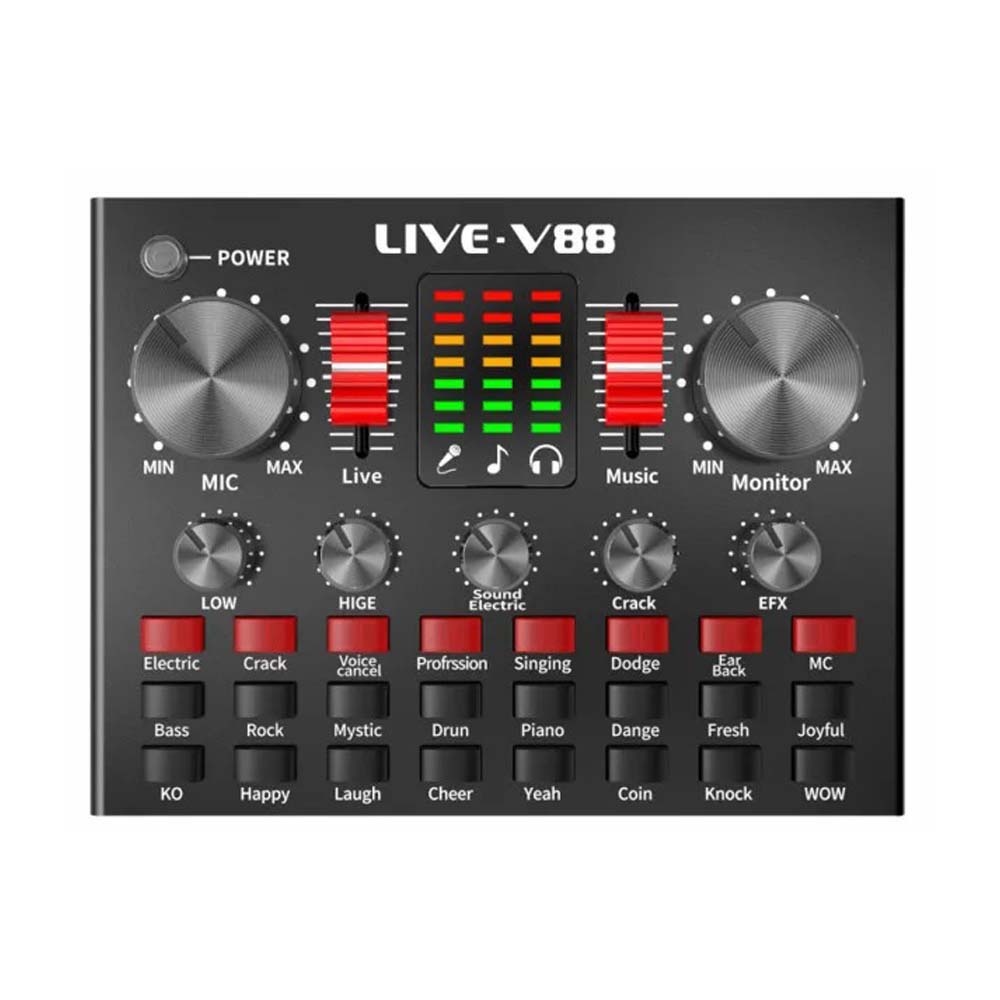 V88 Live Sound Card Mixer – Compact USB Audio Mixer with Built-In Effects for Mobile Streaming Nawazia