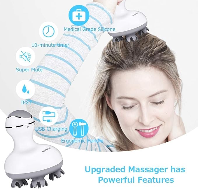 Smart 4D Head Massager | Electric Scalp Massager with 4 Heads & 84 Nodes | Hair Growth & Stress Relief Nawazia