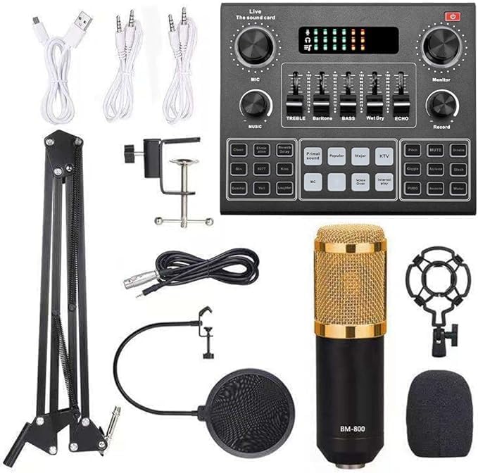 Elite V9 Sound Card & BM800 Pro Microphone Bundle | Complete Setup for Professional Broadcasting Nawazia