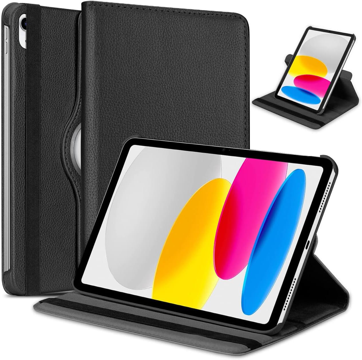 iPad 10th Gen 10.9" Leather Case with 360° Rotating Smart Stand Cover