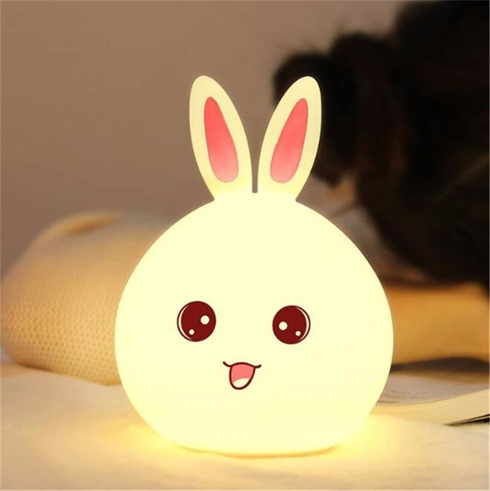 Rabbit Silicone Touch Sensor Night Light | Color-Changing LED Lamp | Soft Breathing Glow for Kids & Adults | USB Rechargeable | Portable & Safe Nawazia