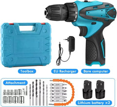 Cordless Drill Driver Set | Brushless Motor Screwdriver | 2 Lithium Batteries & Carry Box | Variable Speed Electric Drill for DIY, Home, and Professional Use Nawazia