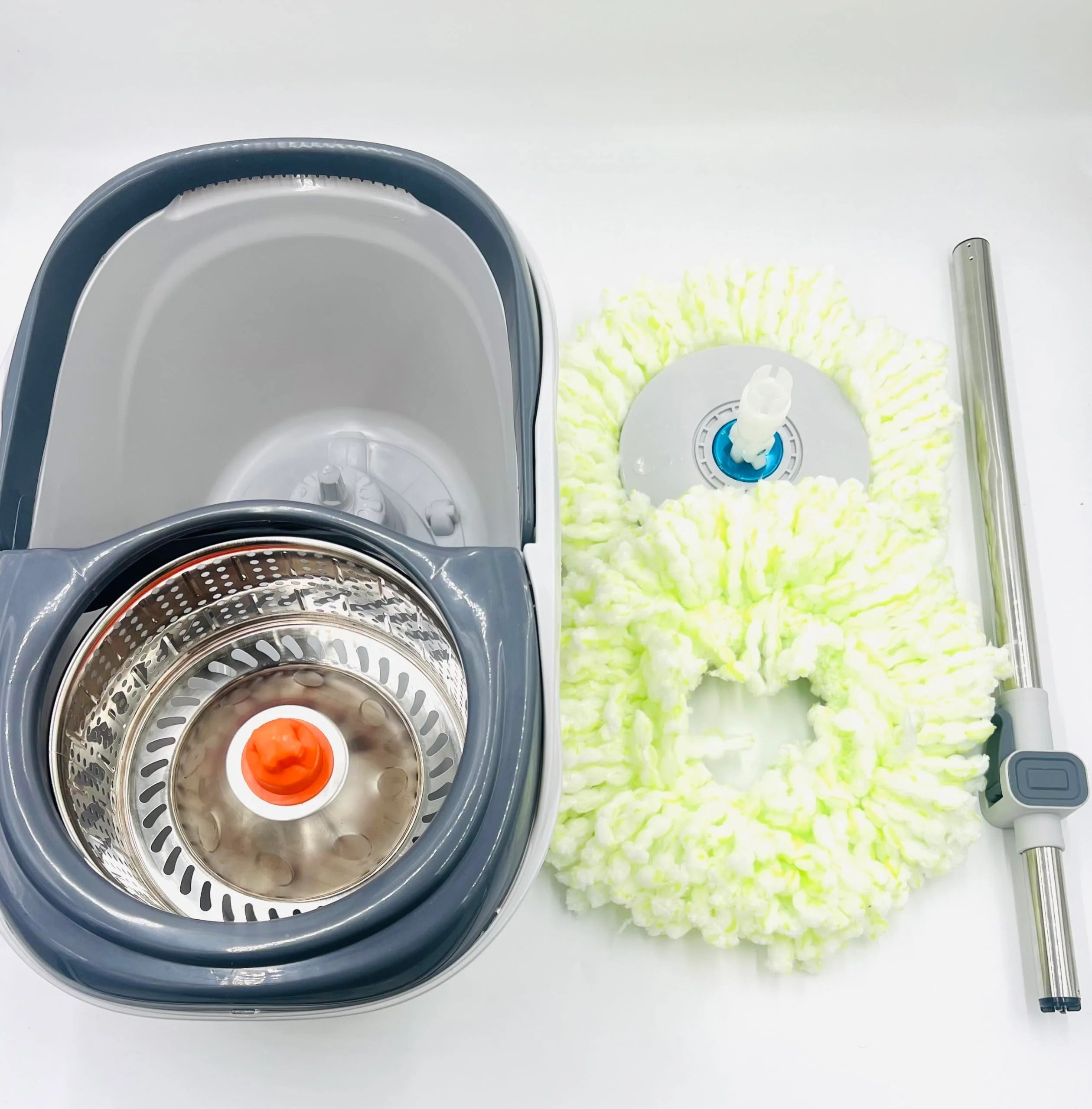 Clean Smart Spin Mop | Twin Split Bucket | 360° Wet & Dry Mop with Disinfectant Bottle & 2 Pads | Space-Saving Hygienic Cleaning Tool Nawazia