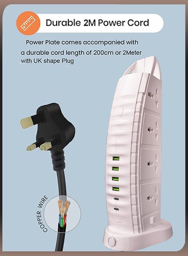Sailboat Shape Tower Extension Lead with Type C Fast Charging Ports Nawazia