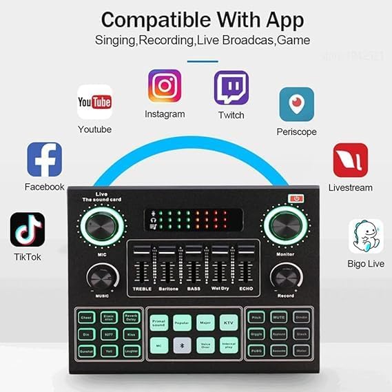 V9 Audio Mixer – Multi-Channel Sound Board with Voice Changer & Effects for Gaming, Streaming, and Podcasting Nawazia