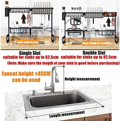 Over Sink Kitchen Shelf Organizer | 65/85cm Stainless Steel Dish Drying Rack & Storage Holder | Space-Saving Kitchen Essentials Nawazia